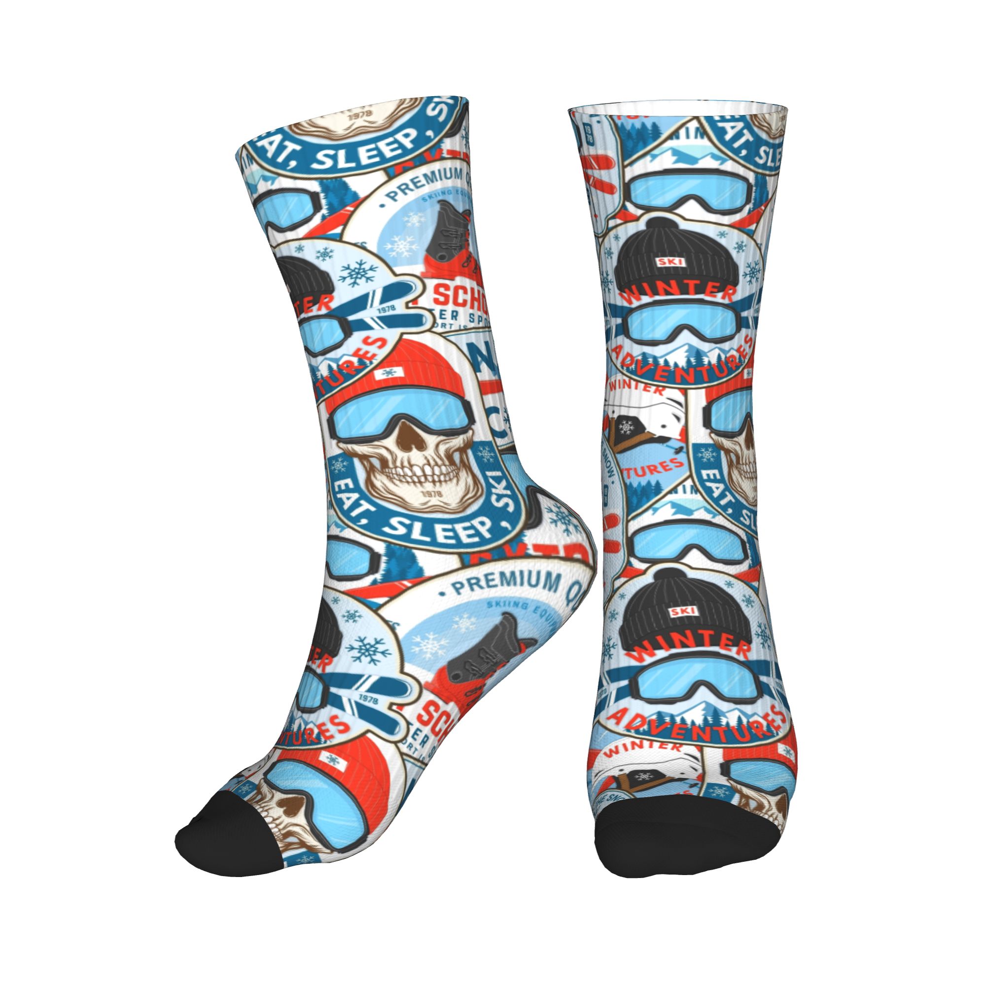 Dress Sock Men - Винтажные красно-синие бесшовные носки с принтом