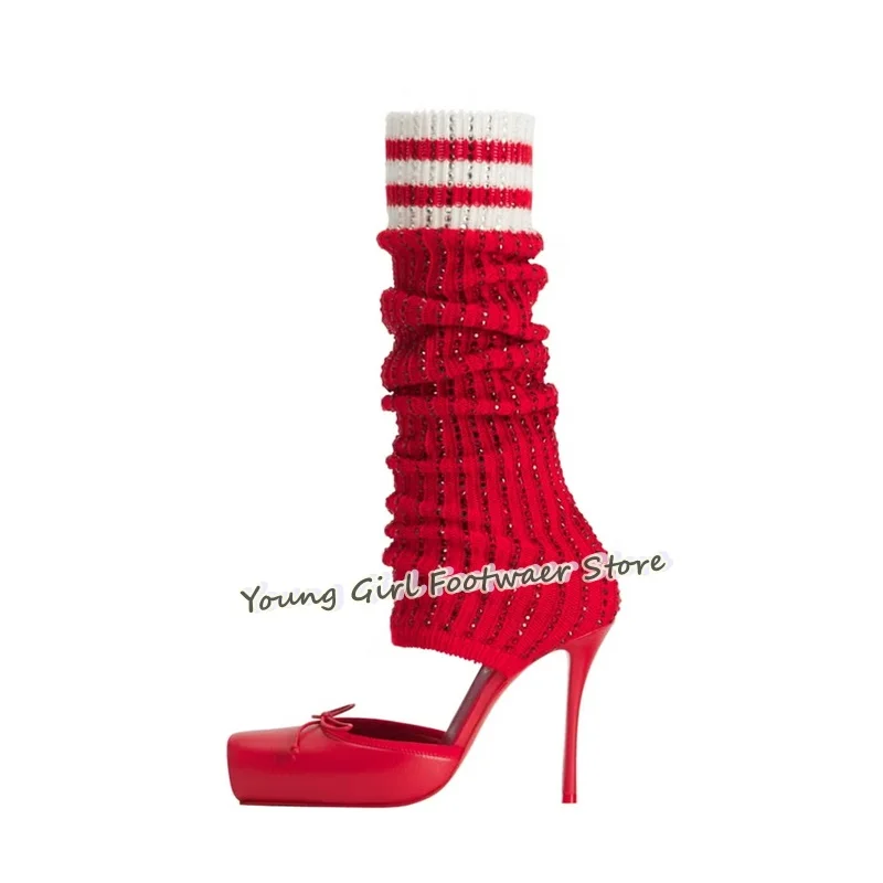 Knee High Sock Women - Женские люксовые туфли-ботильоны на шпильке с